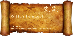 Kulich Henriett névjegykártya